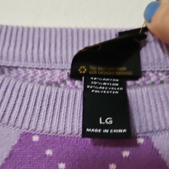 Lavender and Green Graphic Women's Sweater - Picture 3 of 6